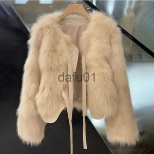 Kvinnors 2023 Nya kvinnor Winter Coat Haining Imitation Fox Coat Kvinnors varma tjocka rävrock Autumn Winter Coat X0907