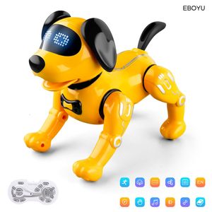 ElectricRC Animals R19 RC Собака-робот Игрушка Программируемый интеллектуальный пульт дистанционного управления Роботизированный комплект со светодиодными глазами Ходьба Пение Танцы для детей 230906