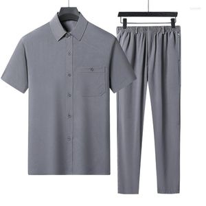 Męskie dresy (spodnie koszuli) 2023 Summer Men Fashion Classic Shirt Business Casual Shirts Męski zestaw ubrań Rozmiar M-4xl 2191