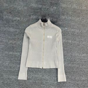 Letra cinza mulheres malhas designer de malha com zíper cardigan outono primavera manga longa malhas jaqueta encantador estilo rua topos