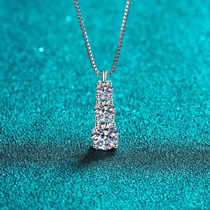 925 Sterling Silver Plated Gold Pendant Mosang Stone Necklace Collar Chain Fashion Jewelry Pendant