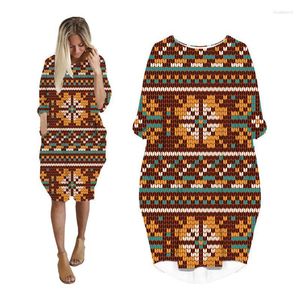 Vestidos casuais para mulheres bolso batwing manga longa mulher roupas moda plus size senhoras roupas midi vestido feminino natal sd