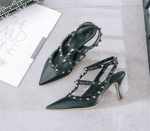 Valentine Design Women039s Sandals Fashion Beautiful Rivets Decorated Comfortable Inner Stiletto Sandals Women Shoes