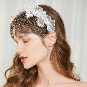 Haarspangen Spitze Brautkrone Gesicht Netzmaske Zubehör Hochzeit Vogelkäfig Schleier Blume Fascinator Kopfbedeckung