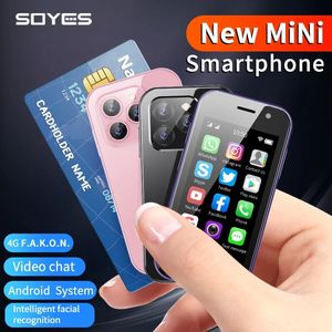 Orijinal Soyes XS14 Pro Mini Akıllı Telefonlar 4G LTE 3GB+64GB Android 9.0 Dört Çekirdek 3.0 inç 2600mAh Pil Yüz Kimliği Type-C Küçük Cep Telefonu