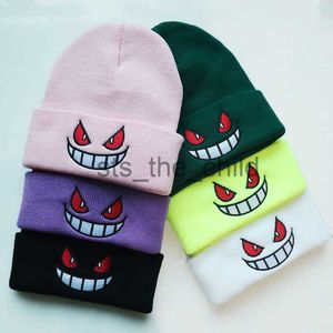 Beanie/Skull Caps Mouth Eyes Embroidery Elasticity Cartoons Beanie Winter Keep Warm Fashion Autumn Crimping Woman Men Knitted Hat Skull Cap x0907