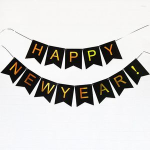 Party Decoration Black Gold Happy Year 2023 Banner Red Pink Letter Alphabet Merry Chirstma Ornaments For Home