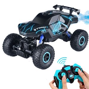 Electricrc Car Paisible 4WD Rock Crawler Mist Spray RC Car Smoke Avgaser Fjärrkontrollleksaker för pojkar Maskin på Radio Control 4x4 Drive 230906