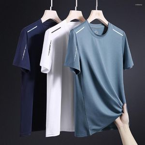 Homens camisetas Verão Ovesized Homens Esporte Correndo Qucik Roupas Secas O Pescoço Manga Curta Carta Imprimir Tops Tees Homme Casual