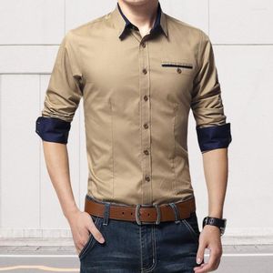 Camisas casuais masculinas camisa de manga longa premium fino ajuste negócios respirável macio elegante traje de escritório para primavera/outono