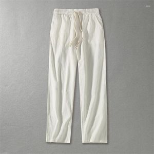 Pantaloni da uomo Taglie forti Lino traspirante Estate Moda maschile Casual Solido Pantaloni larghi elastici in vita a tubo dritto