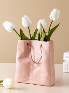 Vasi Nordico Vaso di fiori secchi Ornamenti in ceramica Borsa tote creativa Decorazione moderna Decorazioni per la casa In una stanza semplice