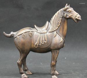 Decorative Figurines Song Voge Gem S1664 8" Chinese Fengshui Bronze Zodiac Year Tang Horse Statue Sculpture
