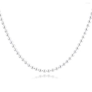 Kedjor äkta 925 sterling silver polerad kulkedja halsband kvinnor original smycken diy present collier grossist