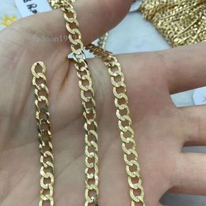 4.9Mm 3.4Mm Au750 Pure Solid Curb Link Real Mens Chain Quality Competitive Price Gold Chain Necklace