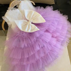 Girl Dresses Puffy Tulle Flower Dress For Wedding Princess Birthday Party Satin Bow Prom Beauty Pageant Ball Gown First Communion Wear
