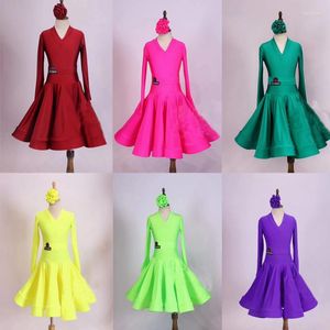 Scene Wear Latin Dance Competition Clothes Girls Professional High-End Costumes 6 Colors Children's Performance SL4534