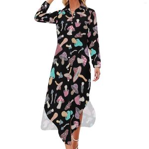 Casual Dresses Cute Mushroom Chiffon Dress Sexy V Neck Print Beach Woman Stylish Birthday Present