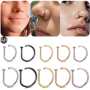 Labret dudak piercing takılar 10pcslot d şekil nariz septum halkaları çember 20g 18G burun deliği saplama kupring kıkırdak piercingler sahte burun 230906