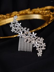 Headpieces 1 Horseeye Crystal Petals Rhinestone Alloy Bride Hair Comb Wedding Dress Accessories Hairpin