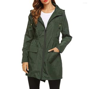 Trench da donna Giacca leggera 2023 Impermeabile antivento Impermeabile Donna con cappuccio Escursionismo all'aperto Pioggia lunga Top Abbigliamento antipioggia