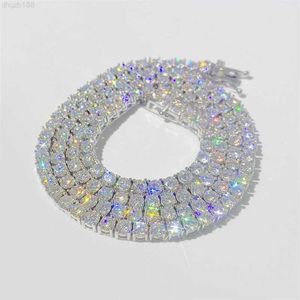 5 mm ut 3mm halsband Sterling 6mm 925 Diamond Chain VVS Moissanite Iced Tennis Chain Test Pass Men Women Tennis Silver 4mm Qwros