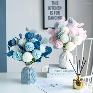 Decorative Flowers Nordic Flower Bouquet Wedding Arrangement Bridal Silk Artificial Home Living Room Party Decoration Fake