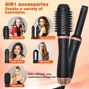 Hair Dryers Professional 6 In 1 Dryer Air Brush Automatic Curler Volumizer Curling Iron Straightener Comb Salon Styling Tools 230906
