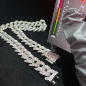 925 Silver Pass Diamond Tester 18mm Miami Cuban Link Chain d Color Moissanite Cuban Bracelet Iced Out Diamond Cuban Necklace Oudqb