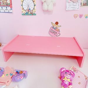Other Desk Accessories Pink Computer Monitor Stand Increase Rack Bracket File Wooden Storage Finishing Shelf Box Office 230907