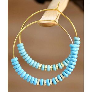 Hoop Earrings Bohemian Geometric Big Round Blue Beads Simple Classic Fashion Women Jewelry AM5250