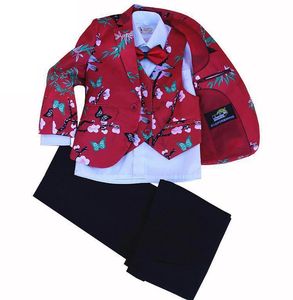 Suits Children Formal Suit Jacket boys Dress high quality sets big Boys Bird flower clothing autumn wholesale size 90 160CM 230906