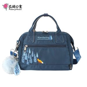 Evening Bags Flower Princess Fur Ornament Bag Embroidery Nylon Shoulder School For Girls Travel Ladies Handbags 230906