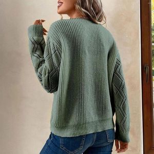 Suéter feminino outono inverno com nervuras suéter tops pulôver renda gota ombro casual elegante confortável chique emendado v-pescoço feminino desgaste