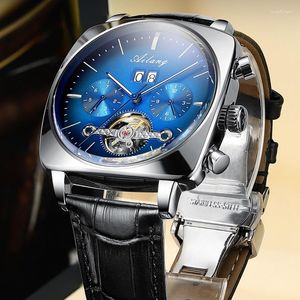 Relógios de pulso Ailang Square Grande Dial Relógios Mecânicos Luxo Pulseira de Couro À Prova D 'Água Tourbillon Automático Relógio para Homens