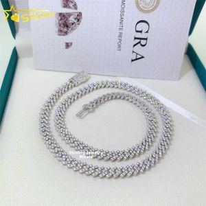 Wholesale Hip Quality Iced Best Moissanite 8mm Silver Hop Cuban Link Sterling Sparkle Necklace Out Chain Hchxs