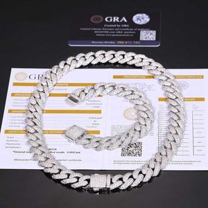 Factory Price Pass Diamond Tester 14mm 925 Sterling Silver VVS Moissanite Diamond Miami Cuban Link Chain Necklace Daxde