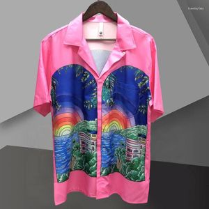 Erkekler Sıradan Gömlek Hawaii Gömlek Yaz Etnik Baskı Sokak Giyim Sosyal Parti Blusa Camisa Maskulina Erkekler Kısa Kollu Kimya Homme