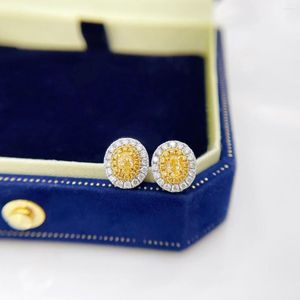 Stud Earrings YM2023 Fine Jewelry Solid 18K Gold Nature Yellow Diamonds 0.33ct Female Studs For Women Holiday's Presents