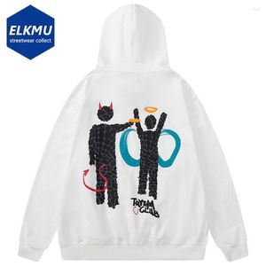 Hoodies masculinos homens streetwear pulôver hoodie gráfico impresso oversized hip hop sweatshirts 2023 vintage punk gótico solto preto branco