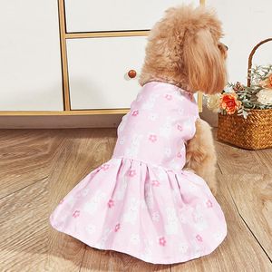 Dog Apparel Summer Pet Clothes Sweet Floral Sleeves Dress Thin Sunscreen Princess Skirt Buttons Design Cat Multicolor Puppy
