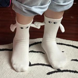 Kadın Socks Createove Manyetik Karikatür Çiftler Çoraplar Elle Basit INS tarzı Giysiler Aksesuarları