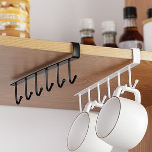Kitchen Storage Organization 6 Hooks for kitchen Cupboard Hanging Cup Holder Closet Shelf Spoon Towel gadgets Wardrobe hooks belt tie 230907