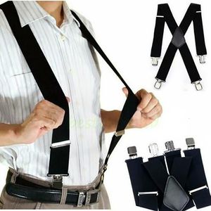 Suspenders 352520mm Wide Men Suspenders High Elastic Adjustable 4 Strong Clips Suspender Heavy Duty X Back Trousers Braces 230907