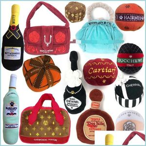 Dog Toys Chews Designs Dog Toys Fashion Hound Collection Unique Squeaky Parody Plush Dogs Toy Handbag Per Wine Bottle Ball Passion F Otaub