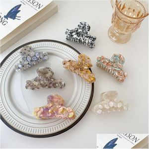 Hair Jewelry Korea Luxury For Women Flower Diamante Medium Clip Accessories Acetate Sheet Girls Fine Color Hairpins Headdress Drop De Dhk51