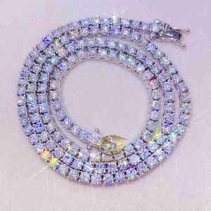 Pass Diamond Silver 2mm--5mm Test 925 Tennis Gold Plated Moissanite Necklace/bracelet Wide Diamond Chain Mhaeg