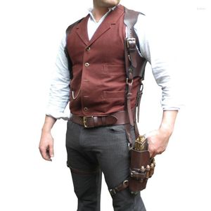 Coletes masculinos terno colete borgonha gola sob medida único breasted steampunk roupas retro ferramentas colete para vestido de casamento 2023