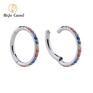 Labret läpp piercing smycken höger grand astm 36 gångjärn näsring hoop daith septum clicker 16g 8mm10mm12mm cubic zirconia 230906