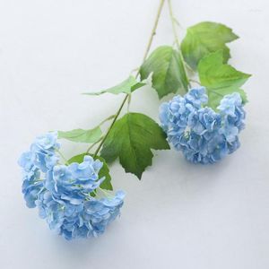 Dekorativa blommor 2st 2 huvud konstgjorda hortensia känns verklig beröring snöboll bröllop bukett blomma arrangemang hem vardagsrum dekoration